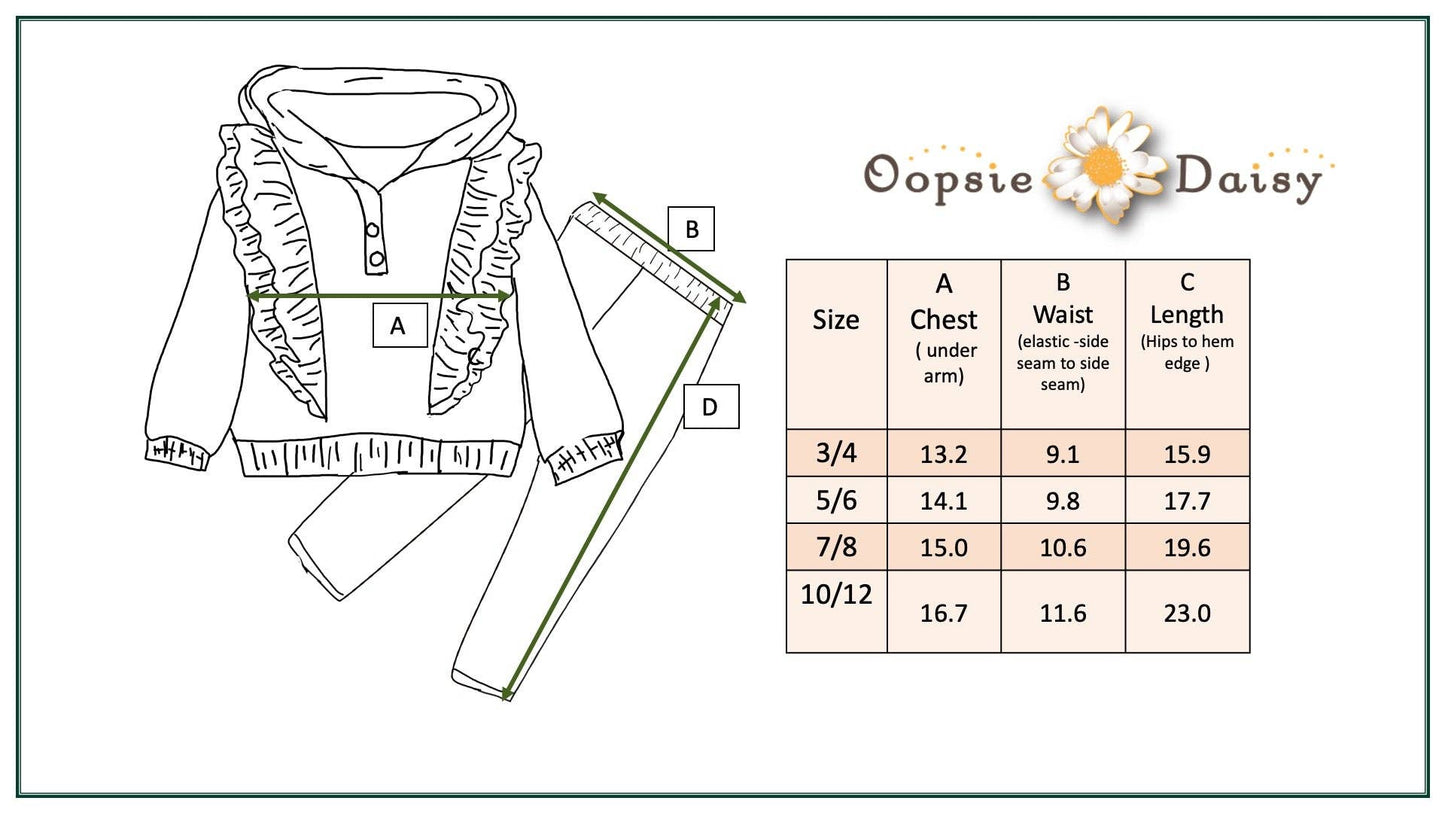 Kids Sage Double Ruffle Button Hoodie & Stripe Leggings Set