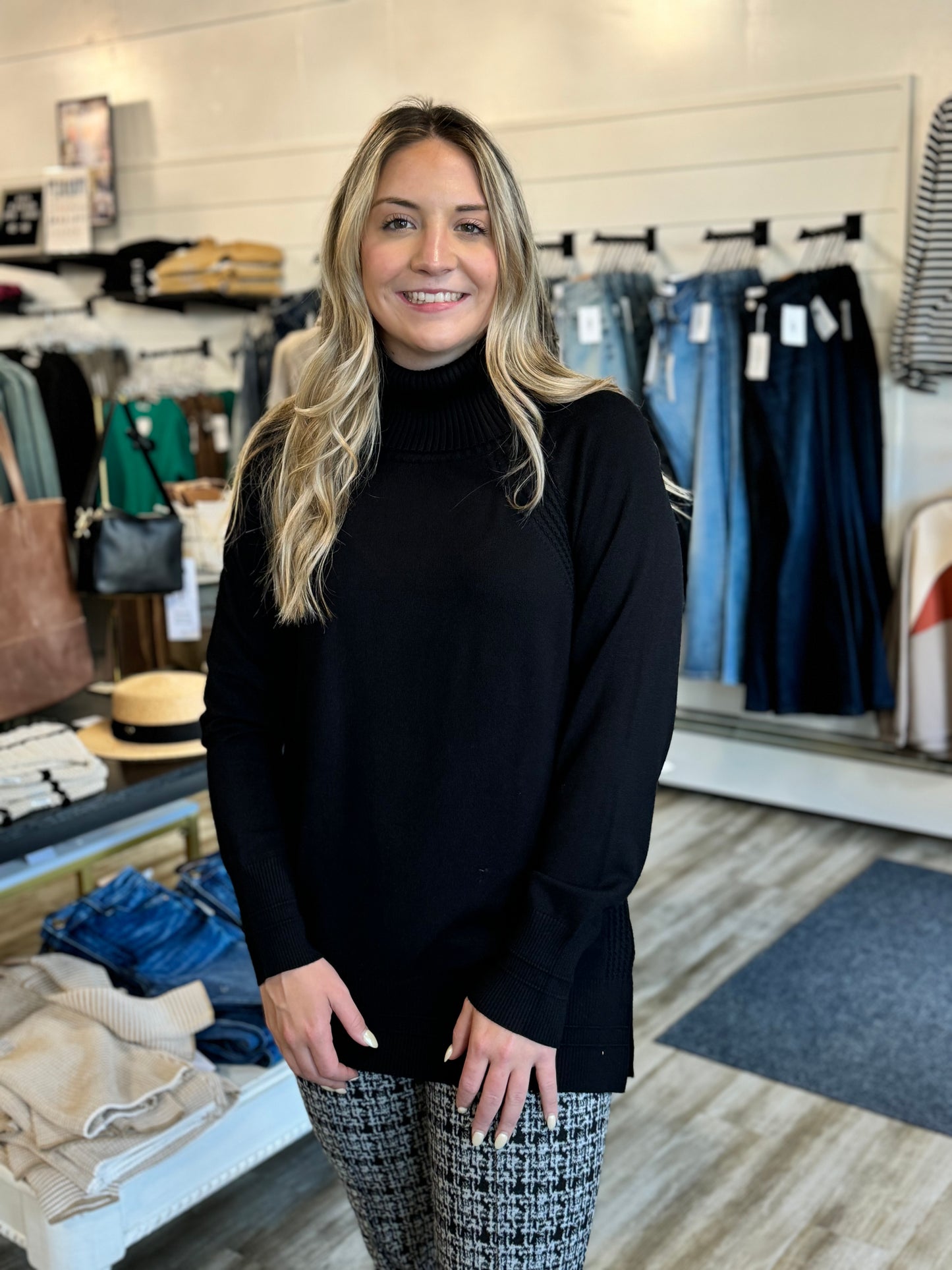 Tribal Cowl Neck Sweater Black