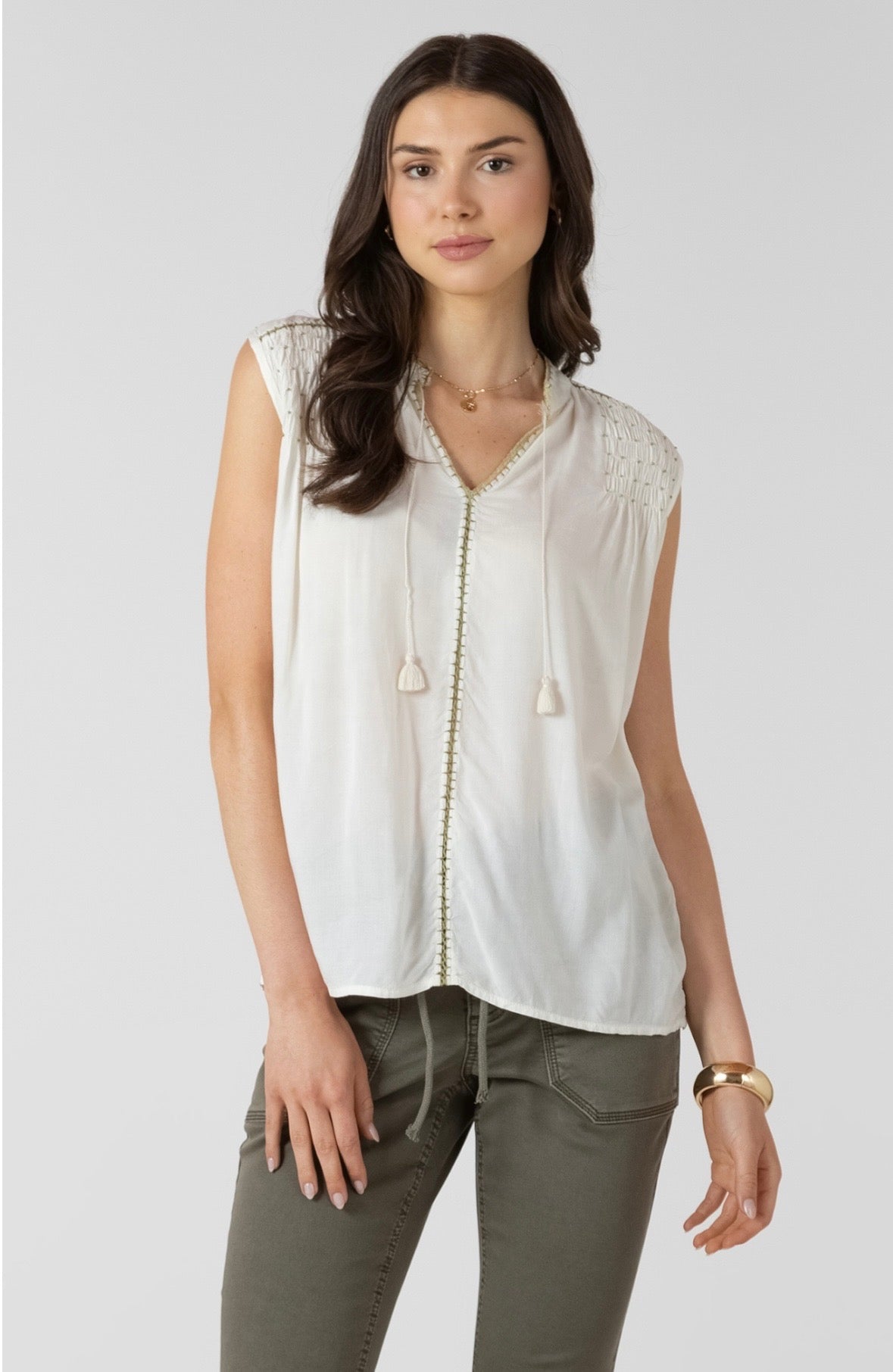 DEX Beaded Trim Blouse