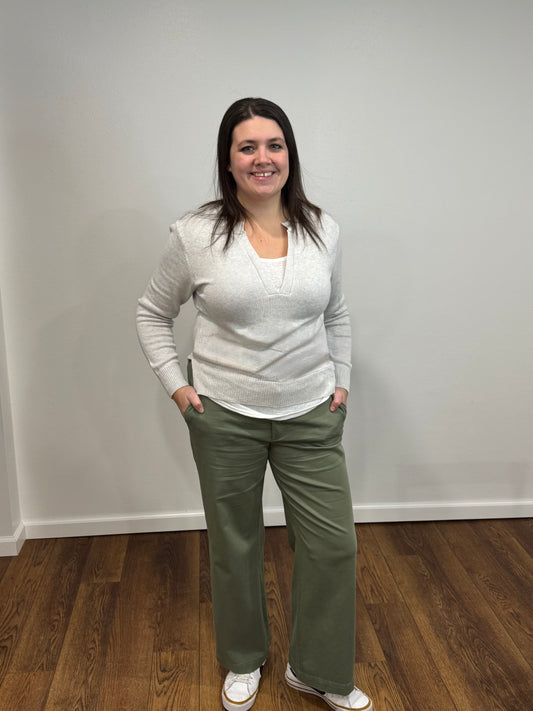 Liverpool Crop Olive Pant