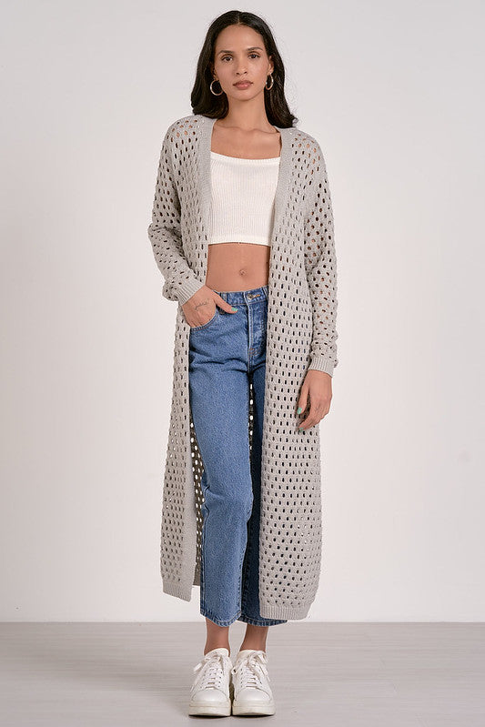 Elan Long Grey Cardigan