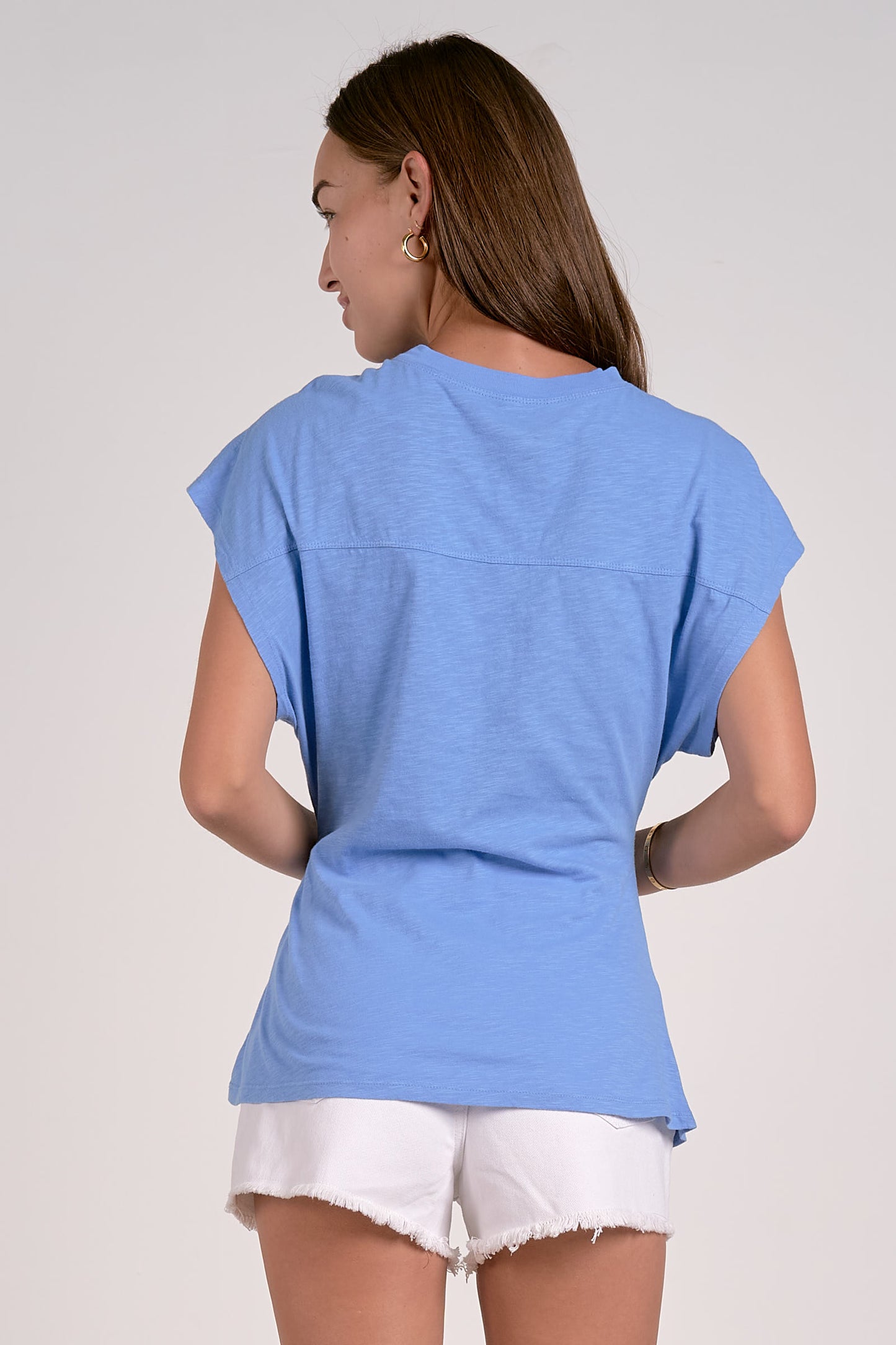 Elan Blue Cap Sleeve Top
