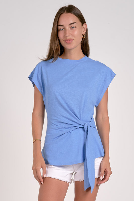Elan Blue Cap Sleeve Top