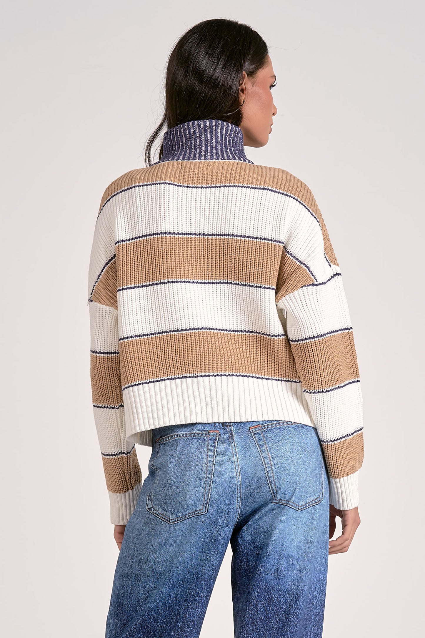 Elan 1/4 Zip Stripe Sweater