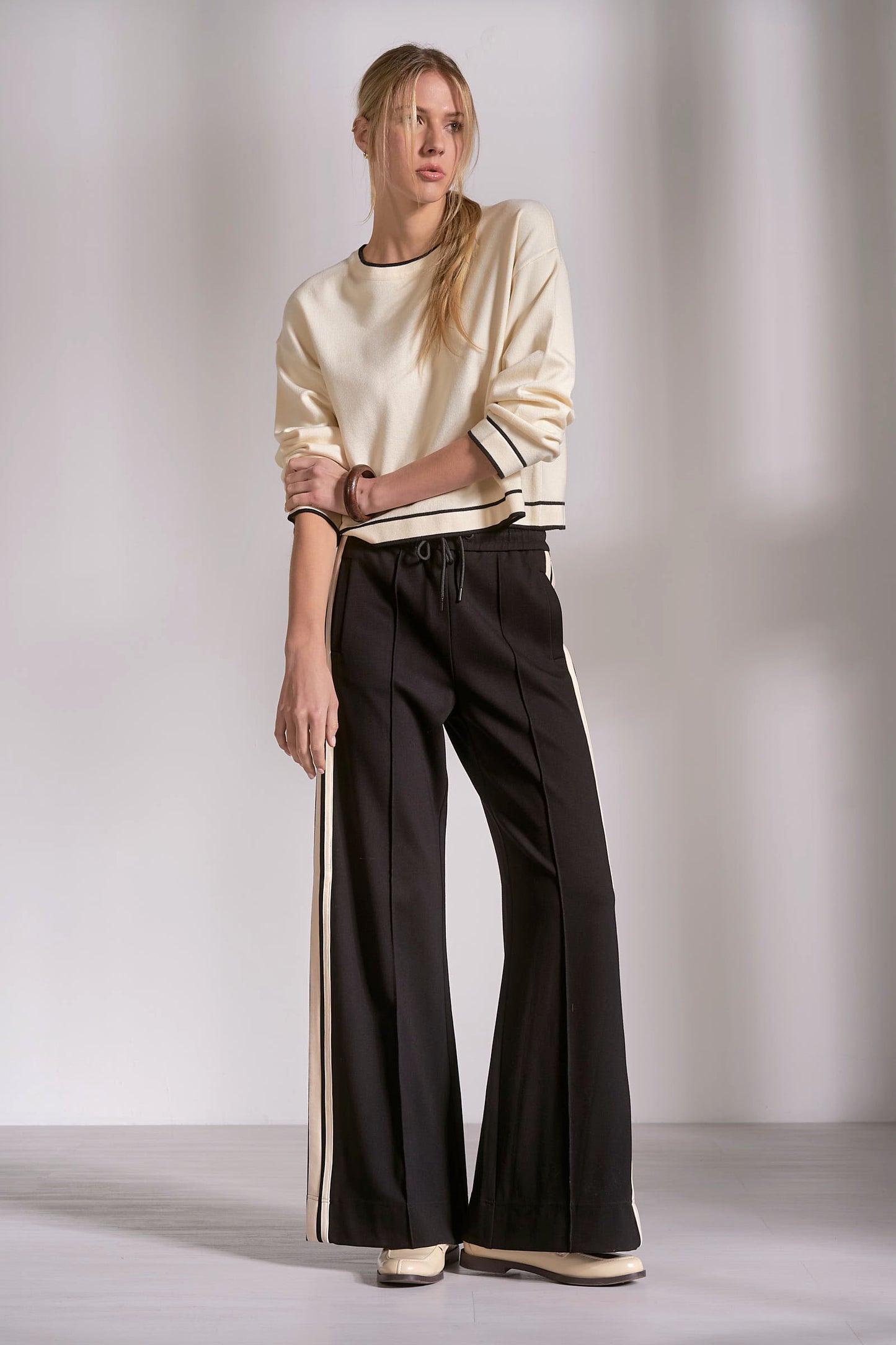 Elan Crew Neck Contrast Sweater