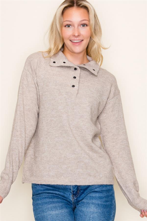 Snap Mock Neck Sweater