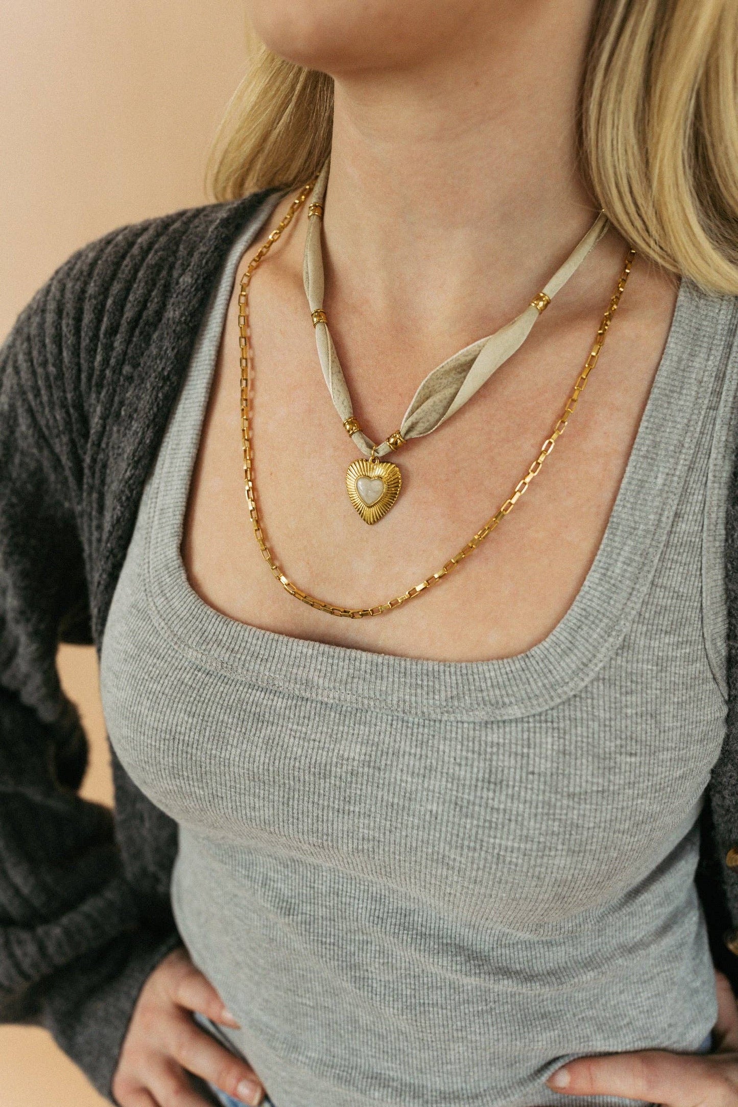 Easy Lover Neutral Scarf Necklace