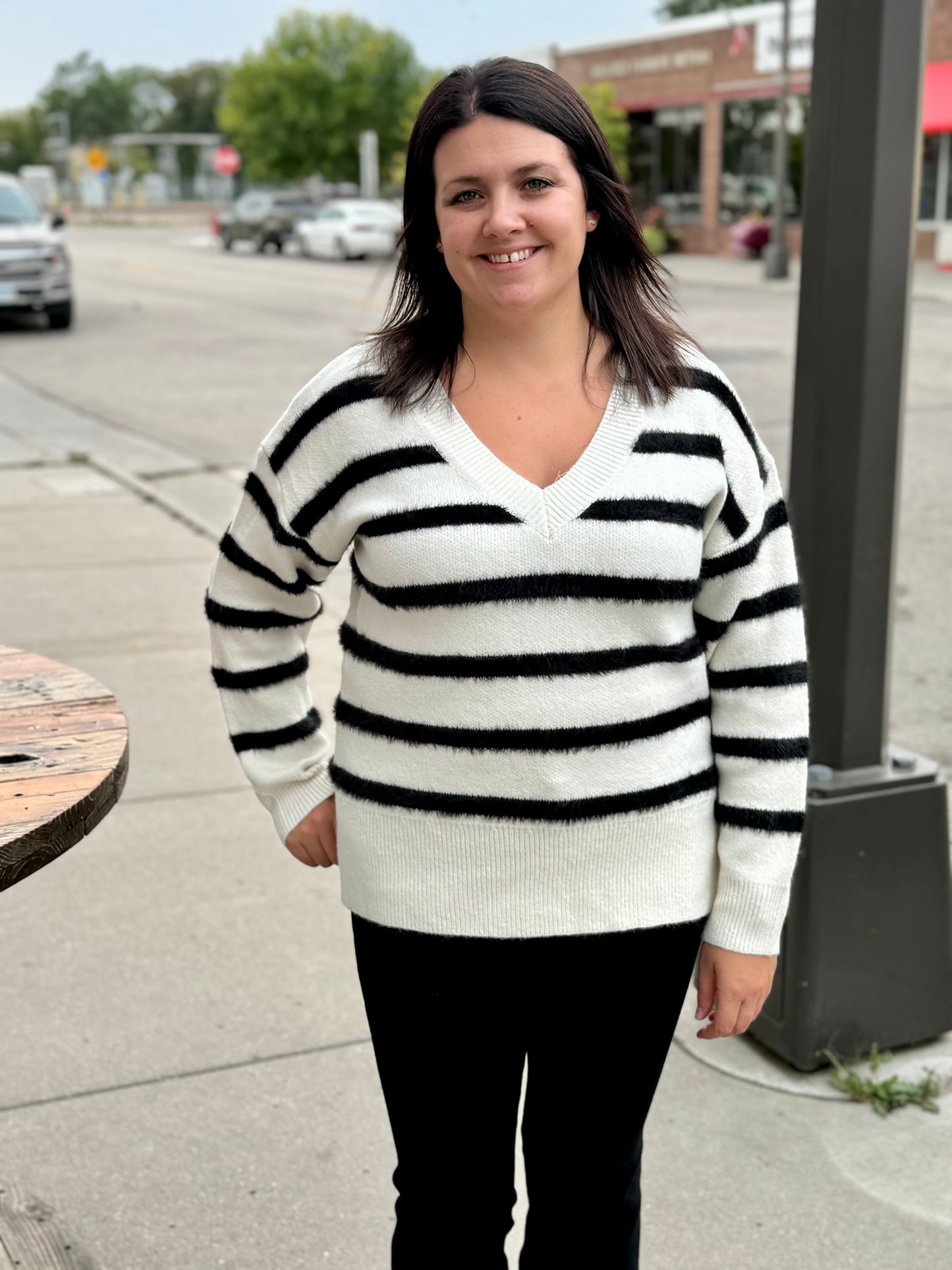 VNeck Stripe Sweater