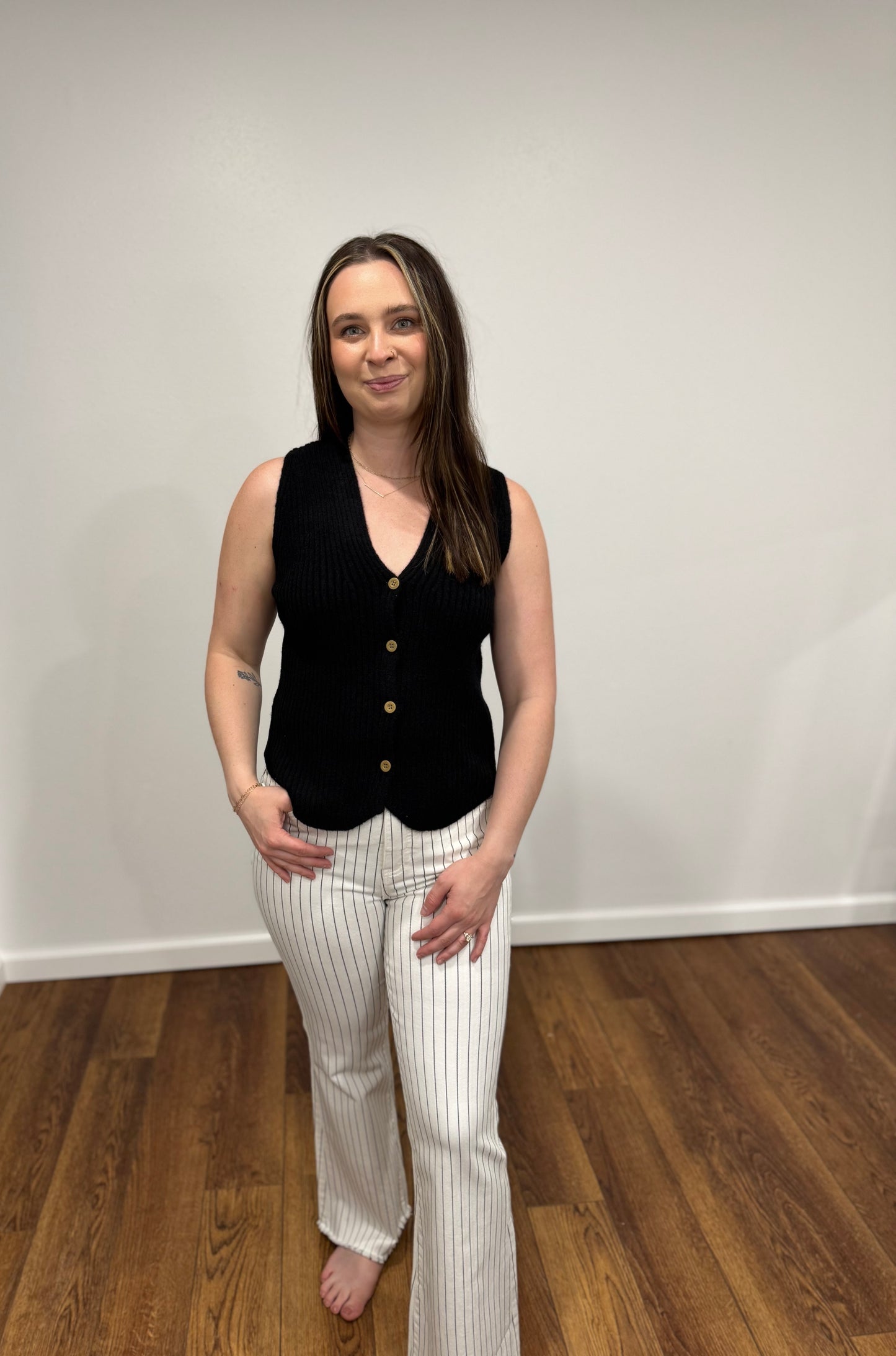 Black Button Vest