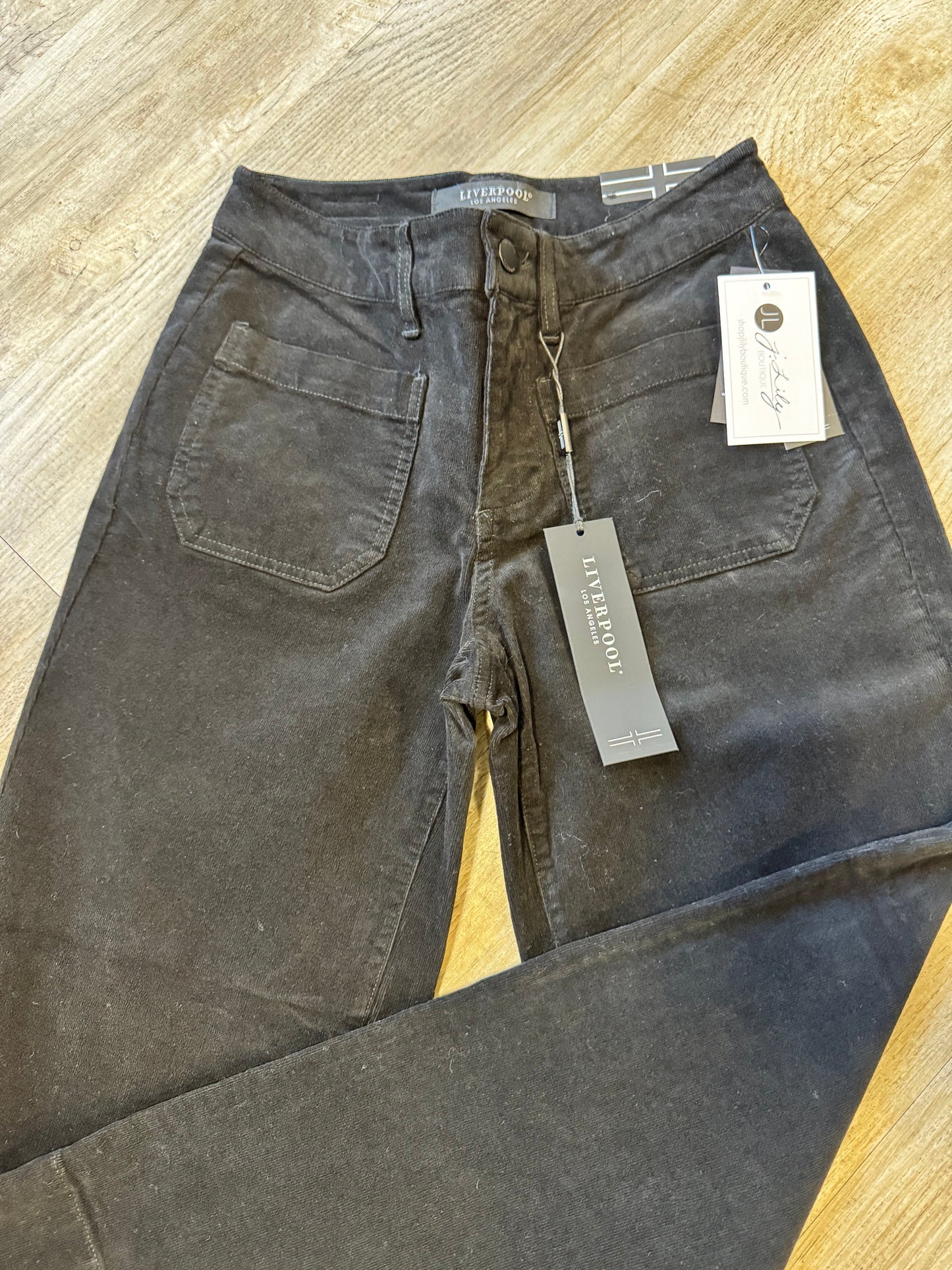 Liverpool Black Corduroy Wide Leg Pant