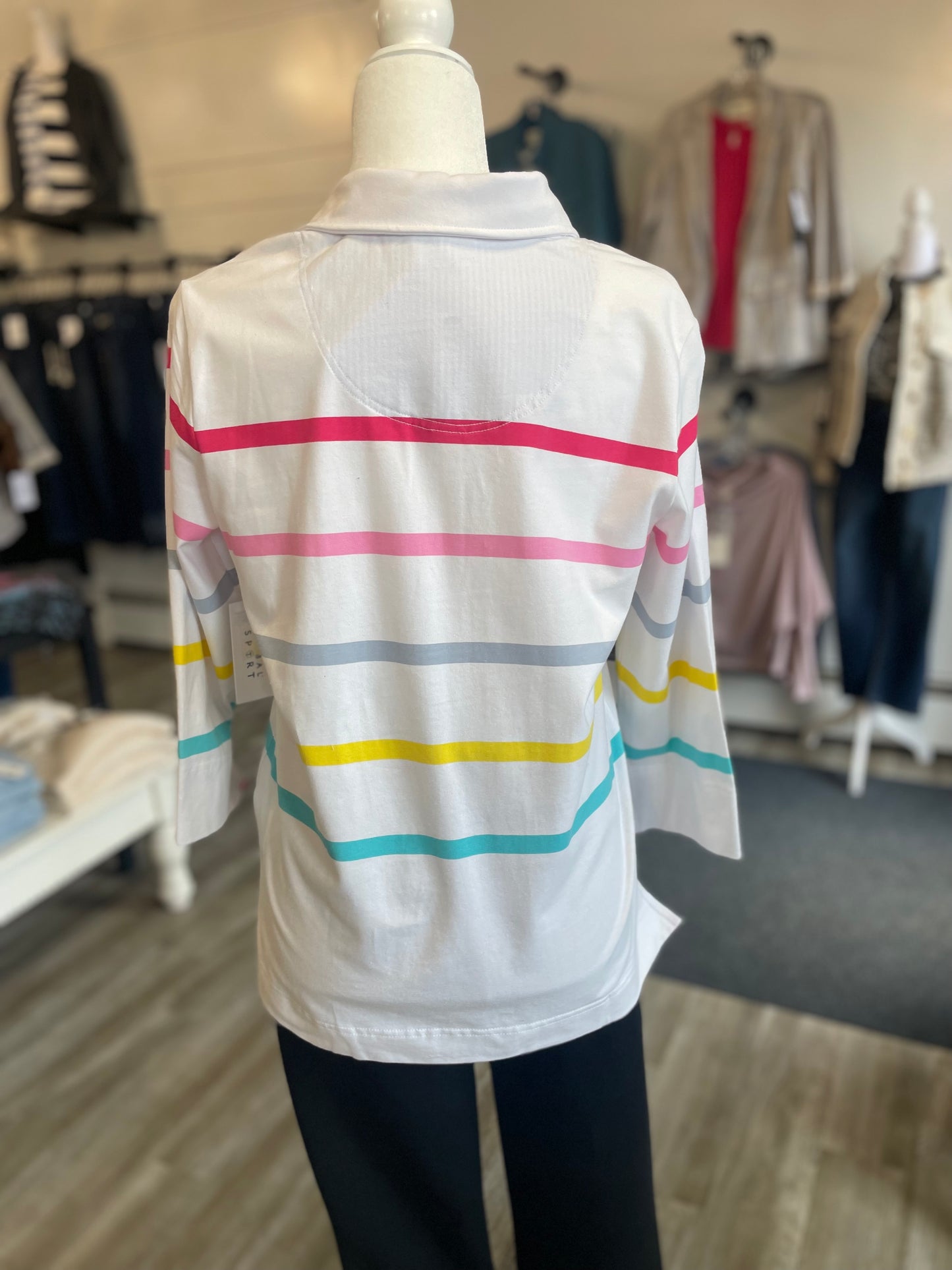 Tribal Raspberry Stripe Polo Shirt