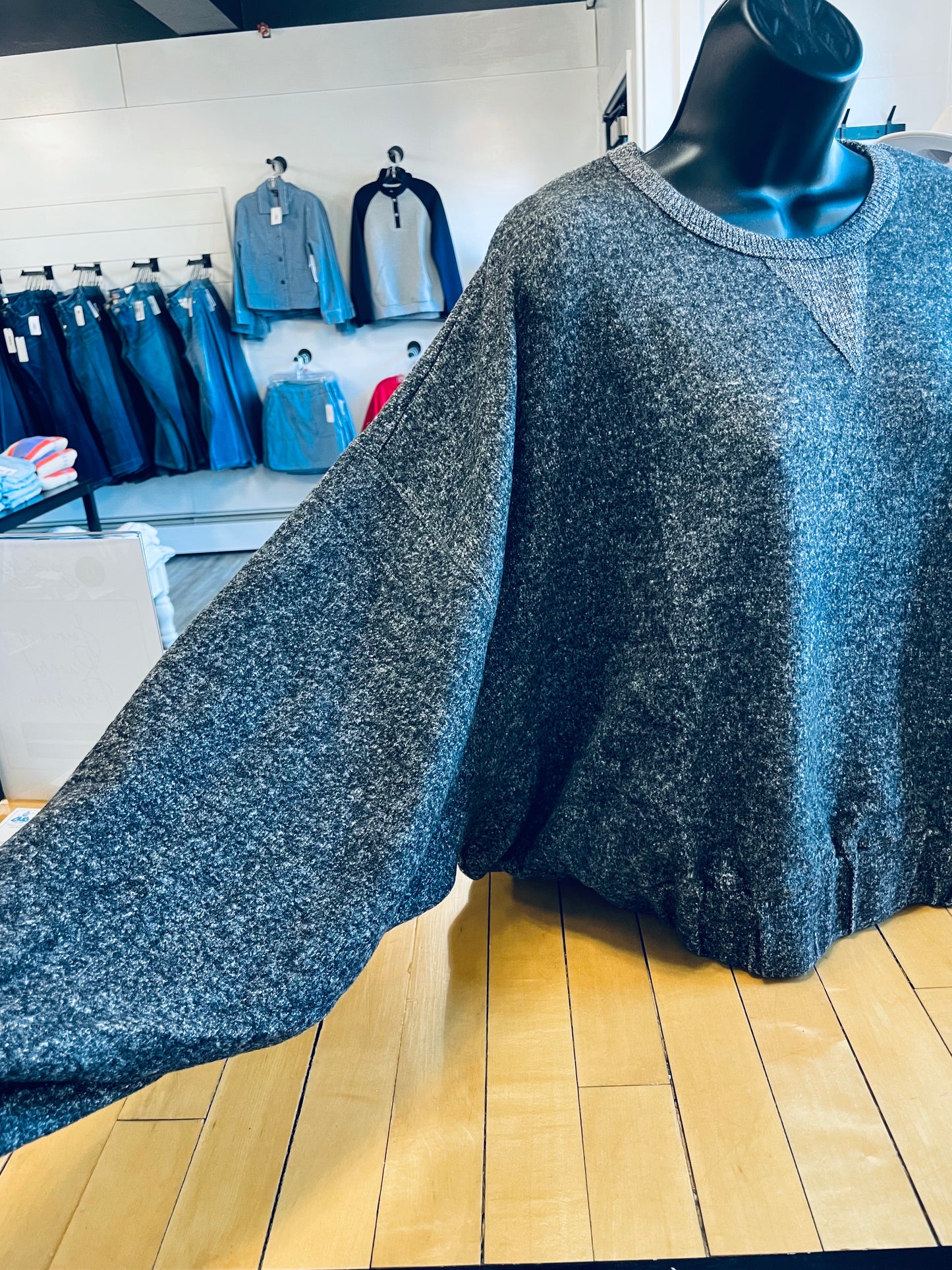 Oversize Gray Banded Sweatshirt