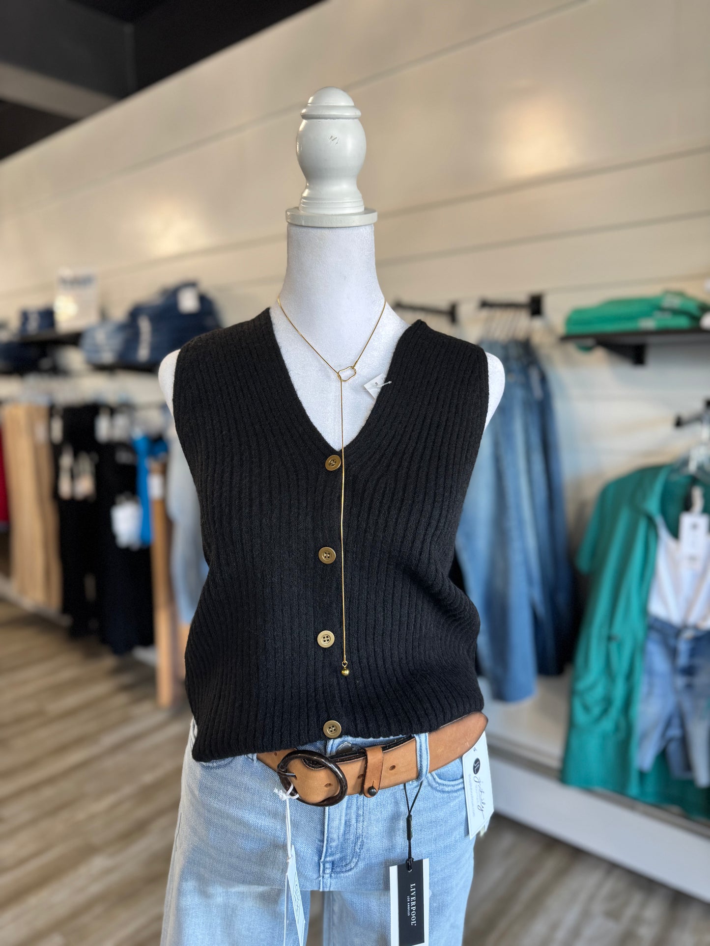 Black Button Vest