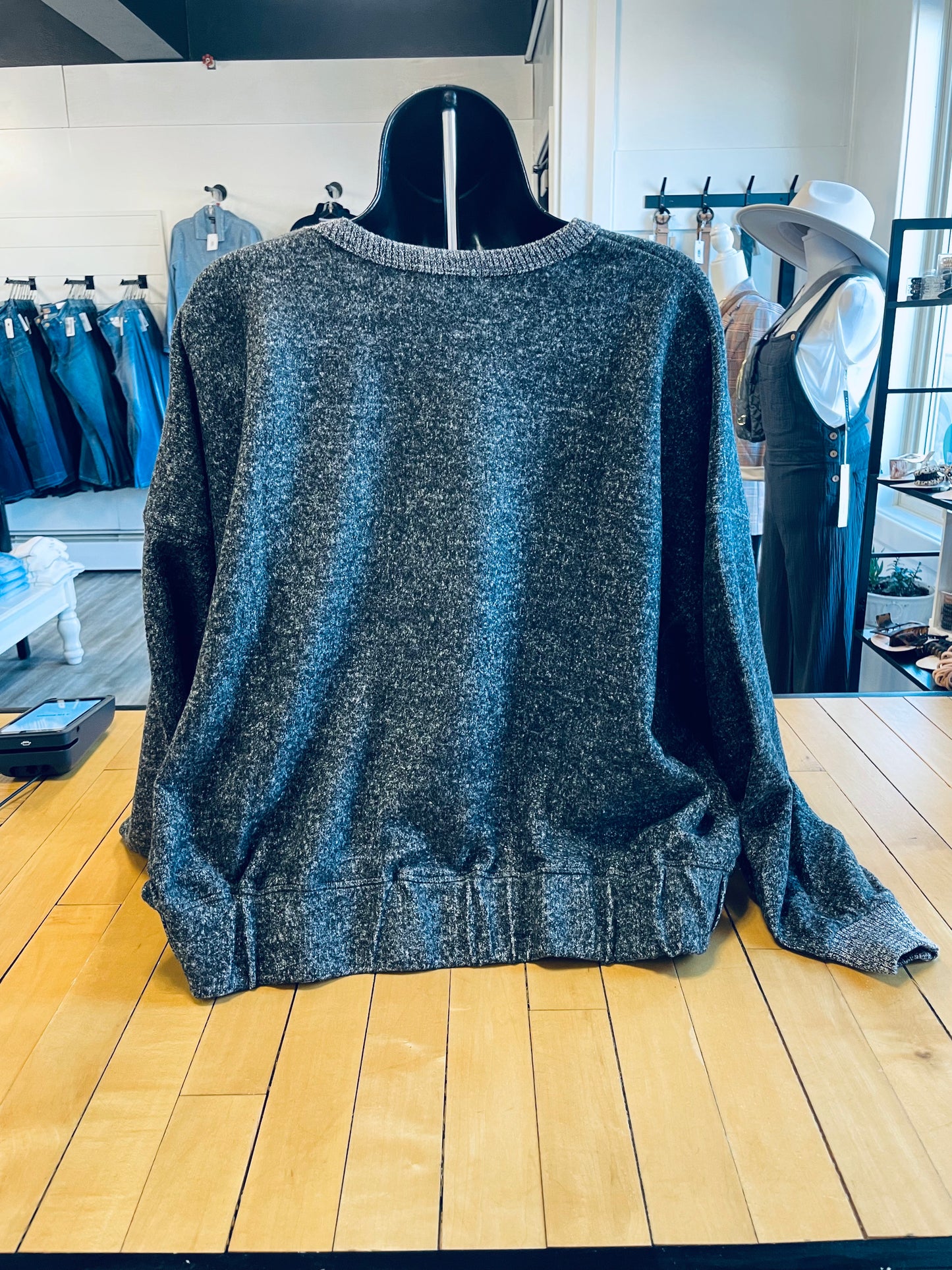 Oversize Gray Banded Sweatshirt
