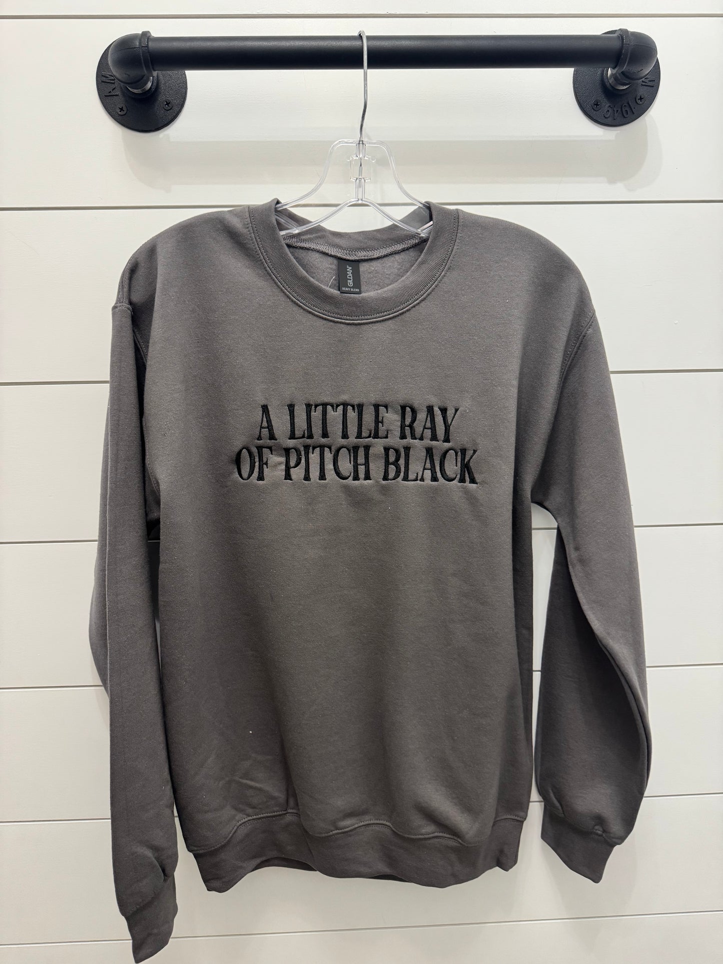 Little Ray of Pitch Black Embroidered SweatShirt