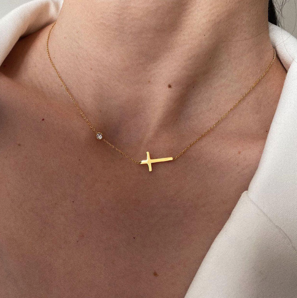 Side Cross Necklace
