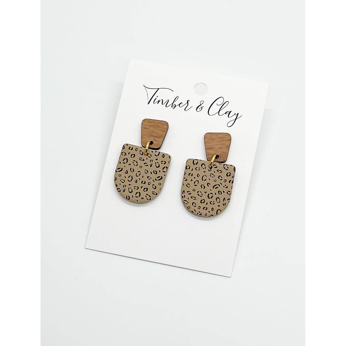 Leopard Dangles with Wood Post