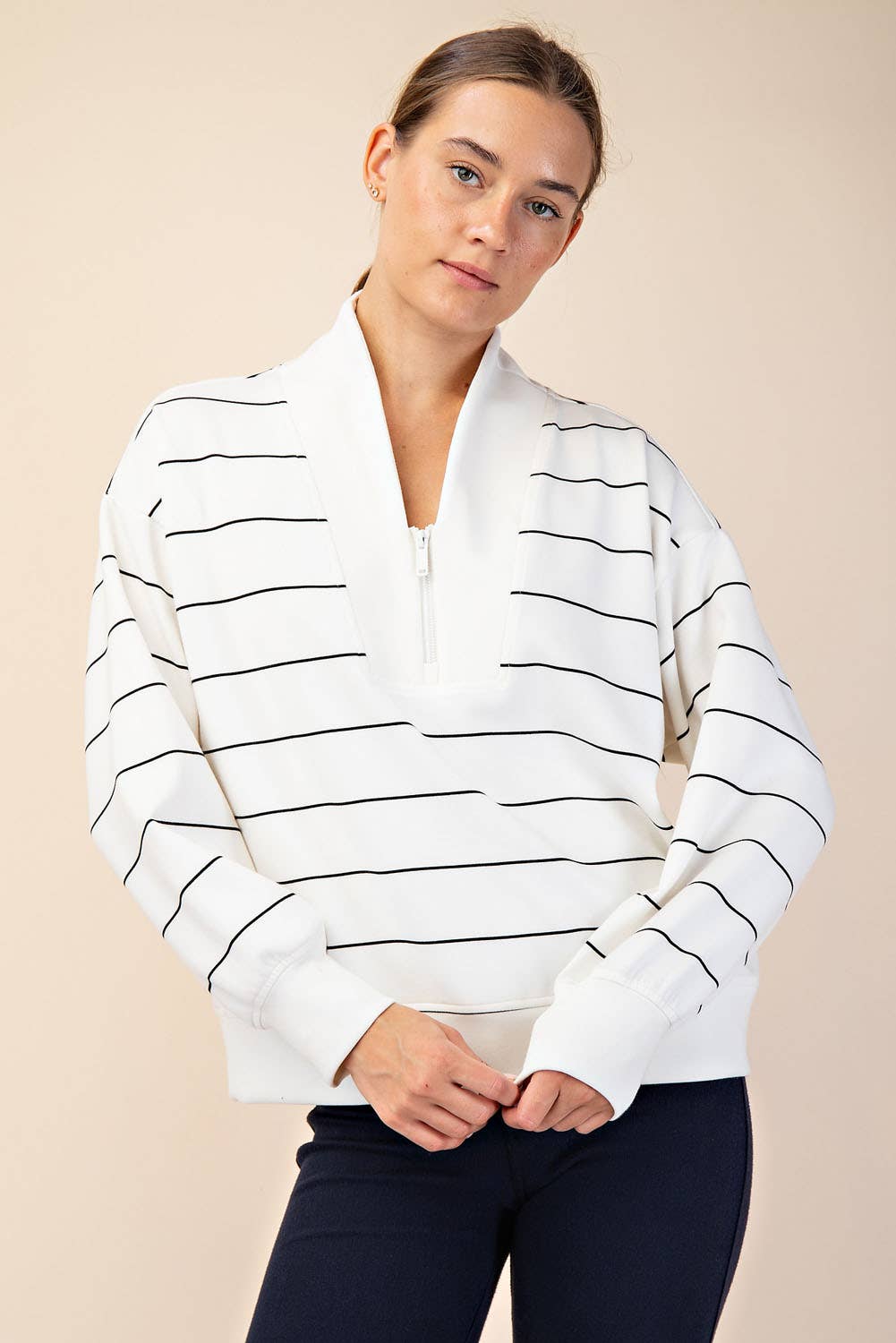 White Stripe Scuba Sweatshirt