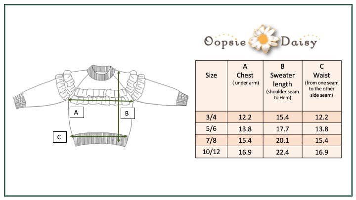 Kids Dusty Blue Double Ruffle Crew Neck Fall Winter Sweater