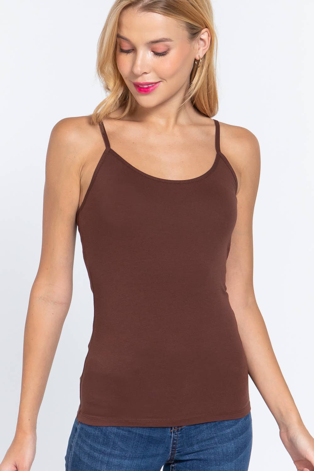 Spaghetti Straps Cropped Cami BLACK