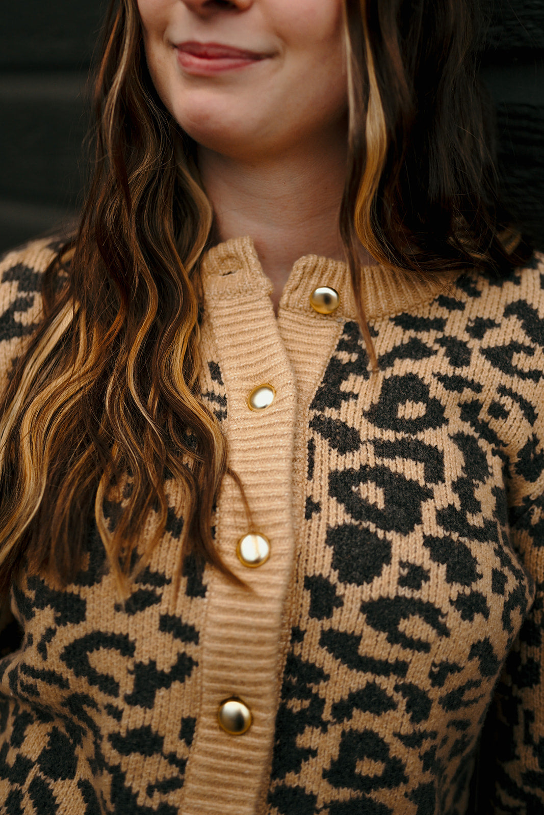 DEX Crewneck Leopard Cardigan