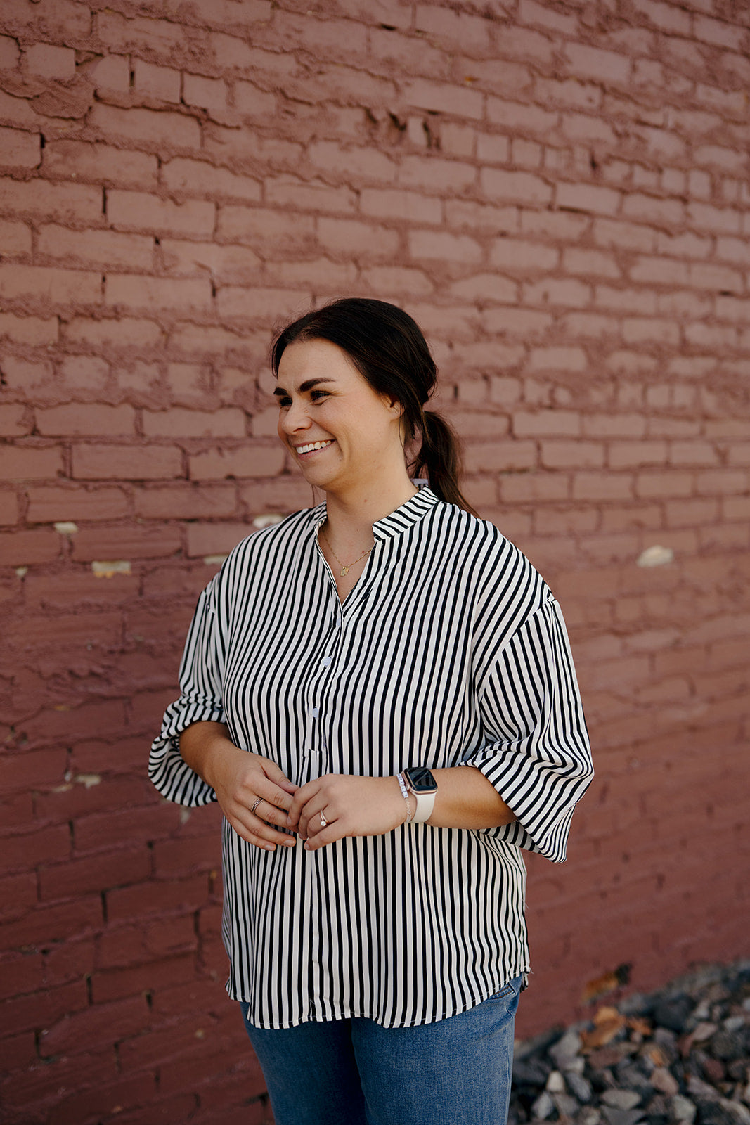 Black White Stripe Blouse