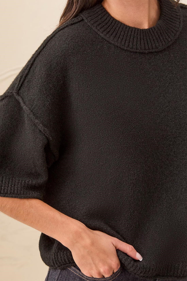 Tribal Black Elbow Sleeve Sweater