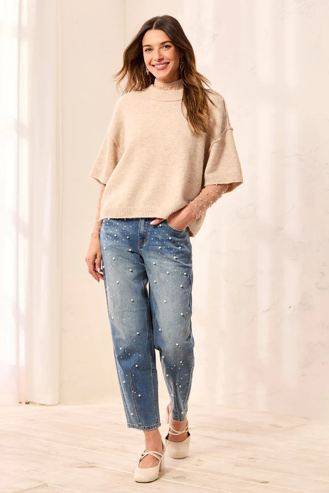 Tribal Pashmina Elbow Sleeve Sweater