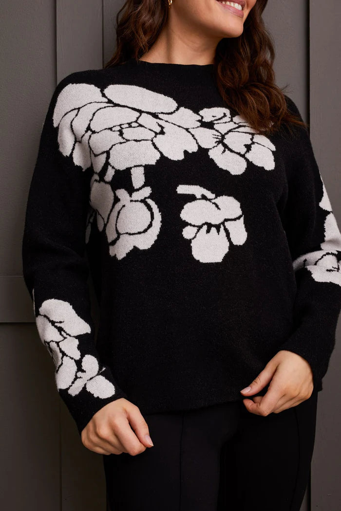 Tribal Funnel Sweater Black