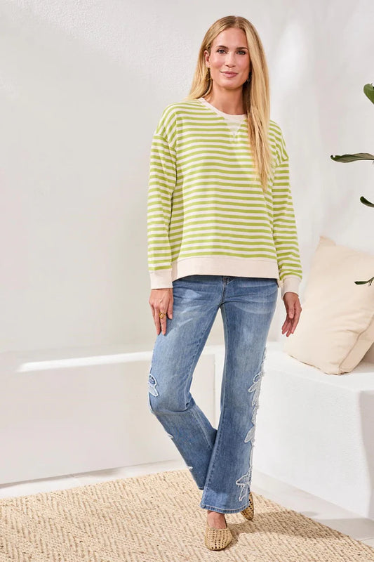 Tribal Lime Stripe Sweatshirt
