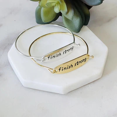 Finish Strong Bangle Bracelet - gold