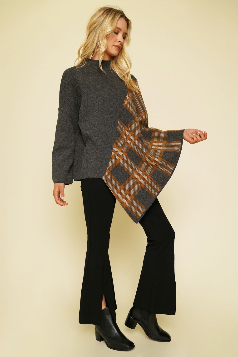 Plaid Poncho Sweater