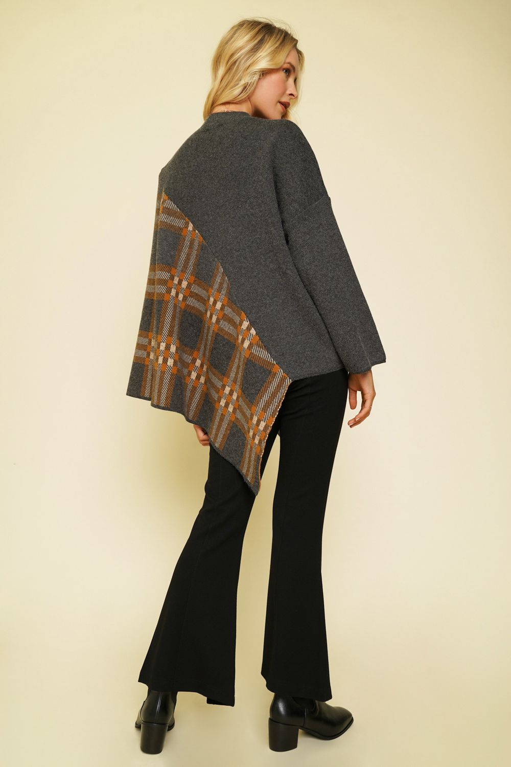 Plaid Poncho Sweater