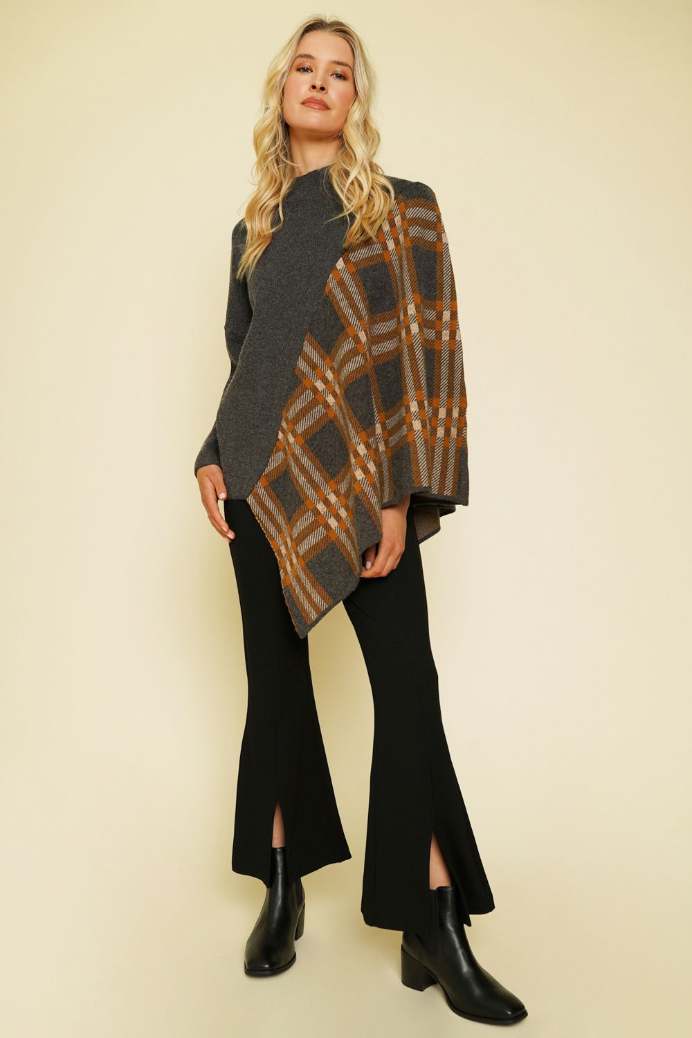 Plaid Poncho Sweater