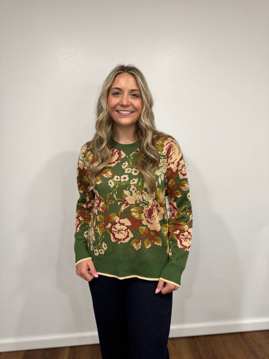 Liverpool Green Floral Sweater