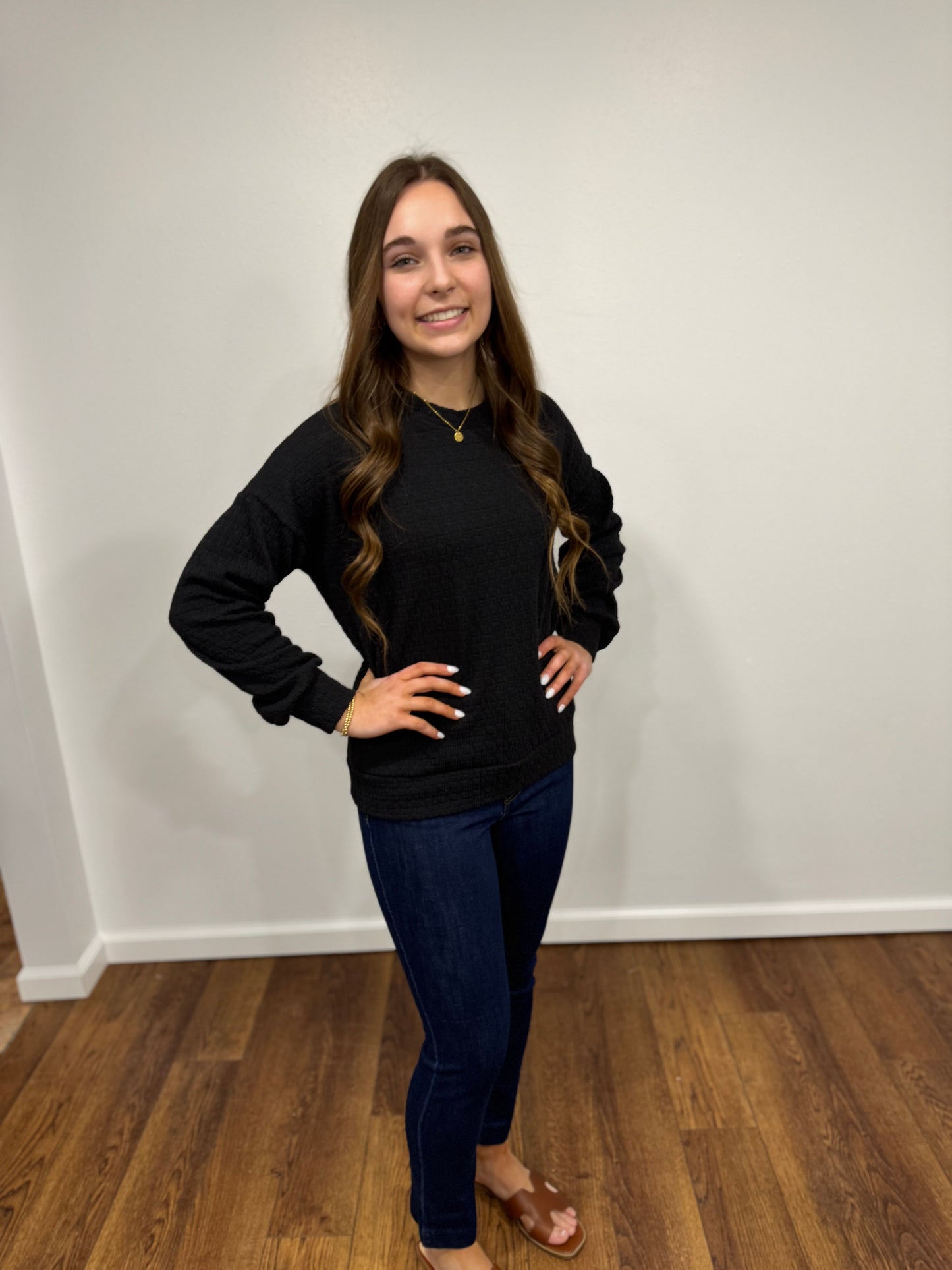 Black Textured Top