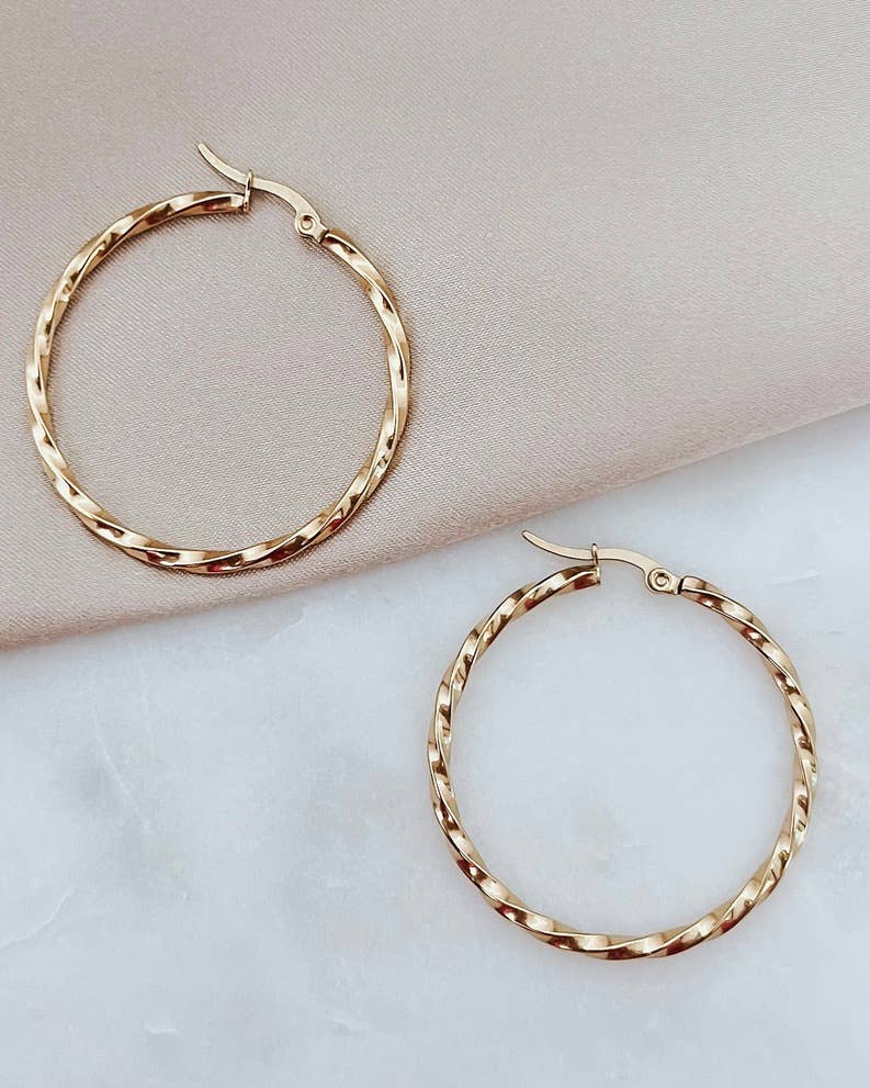 Edgar Gold Twisted Hoop Earrings