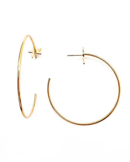 Efrin Star Stud Thin Hoops