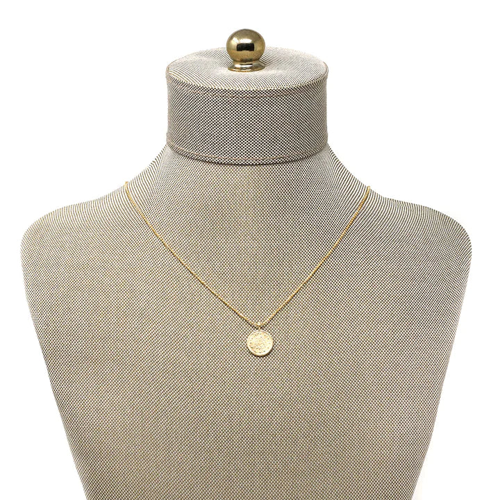 Brushed Gold Disc Pendant Necklace