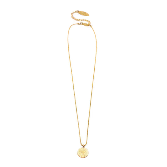 Brushed Gold Disc Pendant Necklace