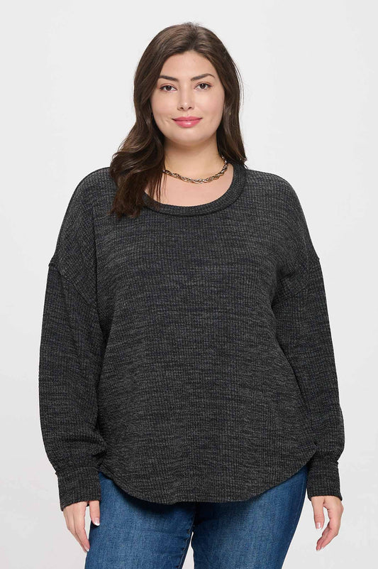 Plus Drop Shoulder Grey Sweater