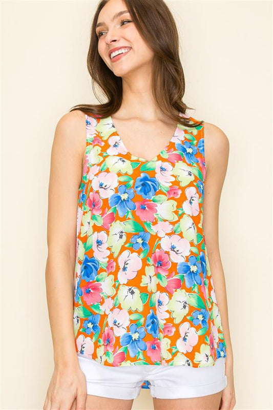 Sleeveless Floral Tank Shirt