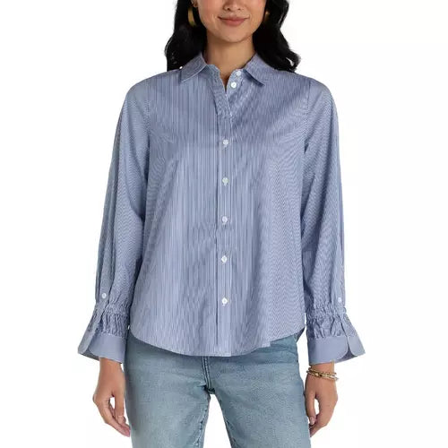 LP Adjustable Sleeve Pin Stripe Blouse