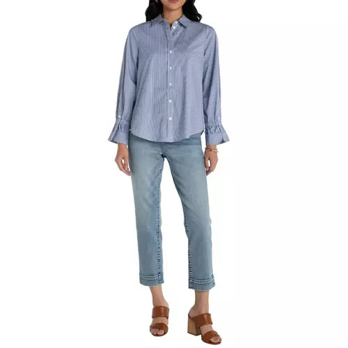 LP Adjustable Sleeve Pin Stripe Blouse