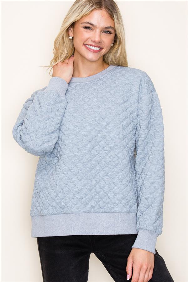 Heather Grey Quilted Sweatshirt