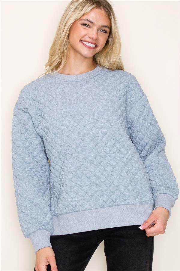 Heather Grey Quilted Sweatshirt