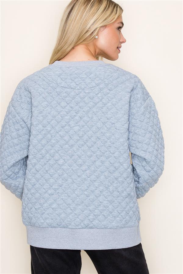 Heather Grey Quilted Sweatshirt