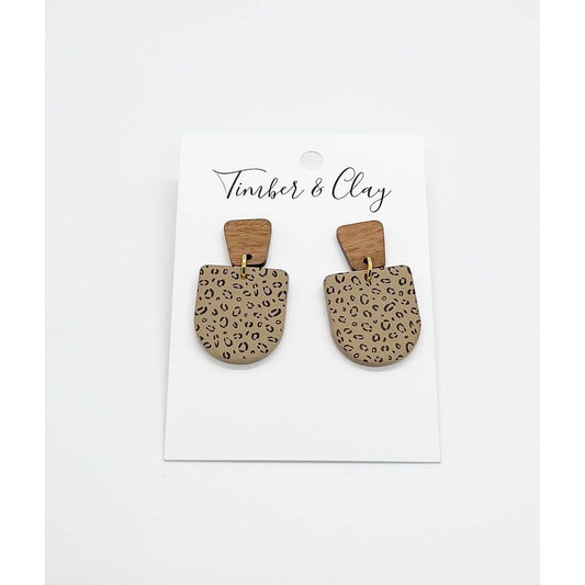 Leopard Dangles with Wood Post