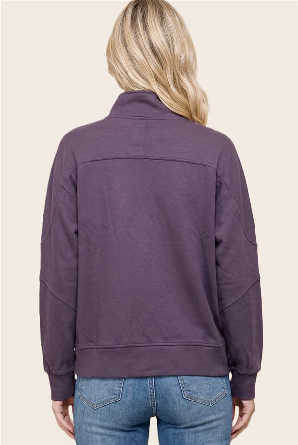 Purple Snap Front Sweatshirt