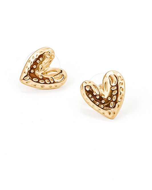 Elated Heart Stud Earrings || Choose Color Silver Gold